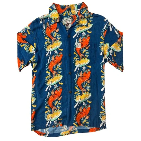 MAMBO LOUD RARE VINTAGE SHIRT ‘FISH N CHIPS’ BY PAUL MCNEIL - Youth Size 12 - Picture 1 of 8